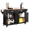ORRD Kitchen Island with Rubber Wood Countertop, 5 Wheel Cart with Storage Cabinet & Drawers for Dining Room，Grey - 4 of 4