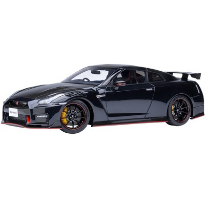 2022 Nissan GT-R (R35) Nismo Special Edition RHD Meteor Flake Black Pearl with Carbon Hood and Top 1/18 Model Car by Autoart
