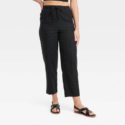 Women's High-Rise Pull-On Tapered Pants - Universal Thread™ Black M