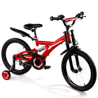 SUGIFT Durable 16"/18" Kids Bike with Adjustable Seat, Dual Brakes, Suspension, Training Wheels and All-Terrain Tires for Ages 4–9