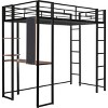 Streamdale Twin Metal Loft Bed with 2 Shelves and one Desk, BLACK - 4 of 4