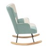 Accent Rocking Chair, Mid Century Fabric Rocker Chair with Wood Legs and Patchwork Linen for Livingroom Bedroom - 3 of 4