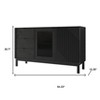 HomeRoots 31" Black Wood Accent Cabinet With LED With Single Door And Three Drawers - 3 of 4