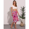 INSPIRE CHIC Women's Summer Beach Flowy Ruched Front Tropical Floral Midi Skirt - 3 of 4