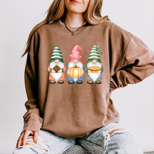 Simply Sage Market Fall Three Gnomes Lightweight Garment Dyed Sweatshirt - 1 of 4