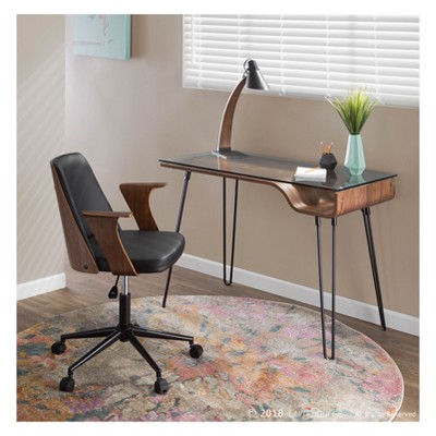 Contemporary Black and Brown Home Office Desk with Drawer
