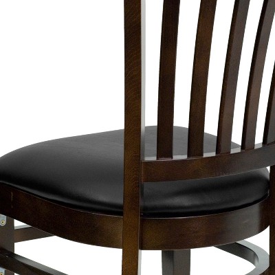 High Slat Windsor Side Chair in Walnut with Black Vinyl Seat