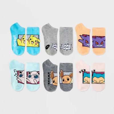 Girls' Pokemon & Friends 6pk No Show Socks - Blue