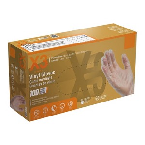 Ammex GPX3 Latex Free Clear Vinyl Gloves Extra Large 100/Box GPX348100 - 1 of 4