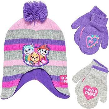 Paw Patrol Girls Winter Hat and 2 Pair Mittens or Gloves Set, Kids Ages 2-7