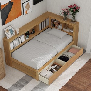 NicBex Twin Size Daybed with 2 Drawers,Storage Cabinets and USB Ports for Bedroom,Living Room,Apartment - 1 of 4