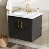 phiestina 24" Black Floating Bathroom Vanity, Fully Pre-Assembled with Ceramic Sink, 2 Soft Close Doors, Faucet Not Included - 3 of 4