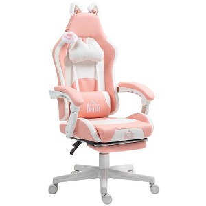 Cute Racing Gamer Chair, Faux Leather Gaming Chair with Footrest, Headrest and Lumbar Support - 1 of 4