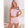 INSPIRE CHIC Women's Cotton Lace Trim Short Sleeve Top and Shorts Pajama Sets - 2 of 4