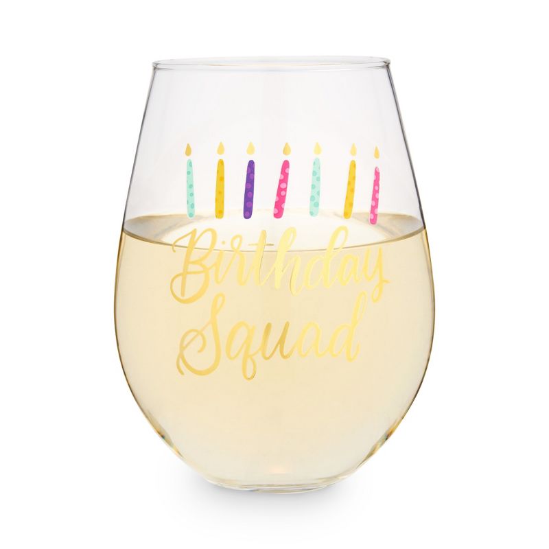 Blush Birthday Squad Large Stemless Wine Glass, Holds 1 Full Bottle of Red or White Wine, Glassware Gift, 30 Oz, Set of 1, Multicolor, 2 of 3