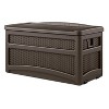 Suncast 73 Gallon Deck Box W/ Seat & Trash Hideaway Outdoor