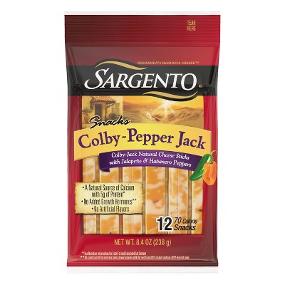 Sargento Natural Colby-Pepper Jack Cheese Sticks - 8.4oz/12ct