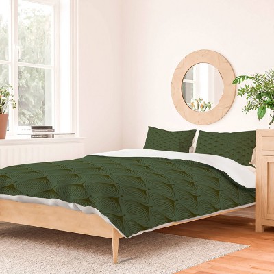Deny Designs King Caroline Okun Mossy Green Bulbs Duvet Cover and Pillow Sham