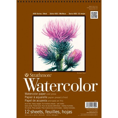Strathmore 400 Artist Watercolor Pad, 9 x 12 Inches, 140 lb, 12 Sheets