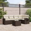 vidaXL 6 Piece Patio Sofa Set with Cushions Brown and Cream - With Table - 2 of 4