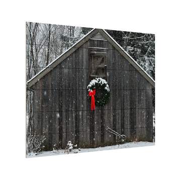 Trademark Fine Art -Kurt Shaffer 'Christmas Barn in the Snow' Wood Slat Art