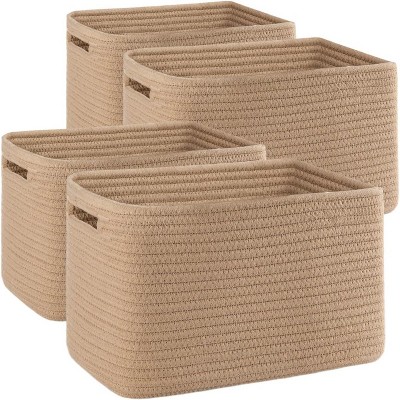 BRINJOY 4 Pack Storage Baskets for Organizing, Woven Baskets for Shelves - Perfect for Toys, Books, Towels, and Clothes