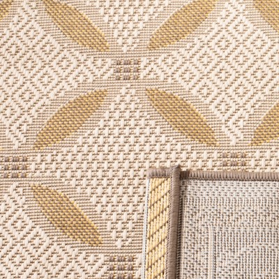 Beige and Dark Beige Rectangular Synthetic Outdoor Area Rug
