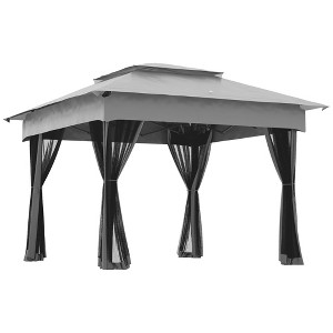 TiramisuBest 11'x11' Outdoor Pop-Up Gazebo,Removable Zipper Netting & 2-Tier Soft Top for Patio/Backyard/Garden/Camping (Coffee) - 1 of 4