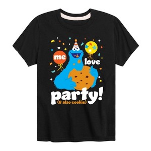 Boys' - Sesame Street - Me Love Party Cookie Monster Short Sleeve Graphic T-Shirt - 1 of 4