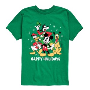 Boys' - Disney - Mickey Donald Goofy & Pluto Happy Holidays Short Sleeve Graphic T-Shirt - 1 of 4