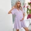 Clearlove Summer Dress Casual Lantern Sleeve V Neck Button Dress Swing Flowy Maternity Dresses - 2 of 4