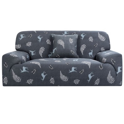 PiccoCasa Sofa Cover 1-4 Seater Leaves Pattern Polyester Spandex Slipcovers 1 Pc