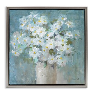 Stupell Industries White Daisy Blooms Abstract Flowers Floating Frame Canvas Art - 1 of 4