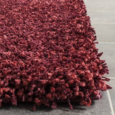 Maroon 8' x 10' Hand-Knotted Shag Area Rug