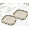 HomeRoots Set Of Two Gray and White Octagon Solid Wood Paisley Handmade Serving Tray With Handles - 2 of 4
