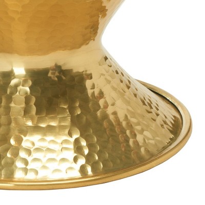 Transitional 12'' Gold Hammered Metal Round Accent Table