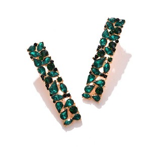 SOHI Women's Green  Embellished Cluster Drop Earrings - 1 of 3