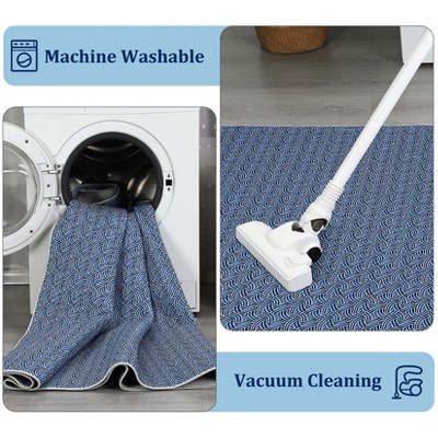 Garvee Washable Braided Print Area Rug - Non-Slip Backing, Low Pile Ultra-Thin Carpet for Living Room, Bedroom, and Dining Room