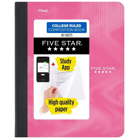 Five Star College Ruled 80ct Active Composition Book Pink: Lined 