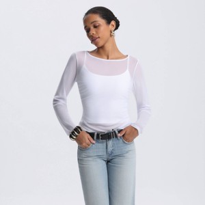 Top de Manga Larga Semitransparente con Costuras Laterales para Mujer - A New Day™