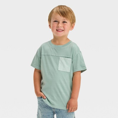 Image of Toddler Boys' Short Sleeve Solid Jersey Knit Pocket T-Shirt - Cat & Jack™ Green 2T