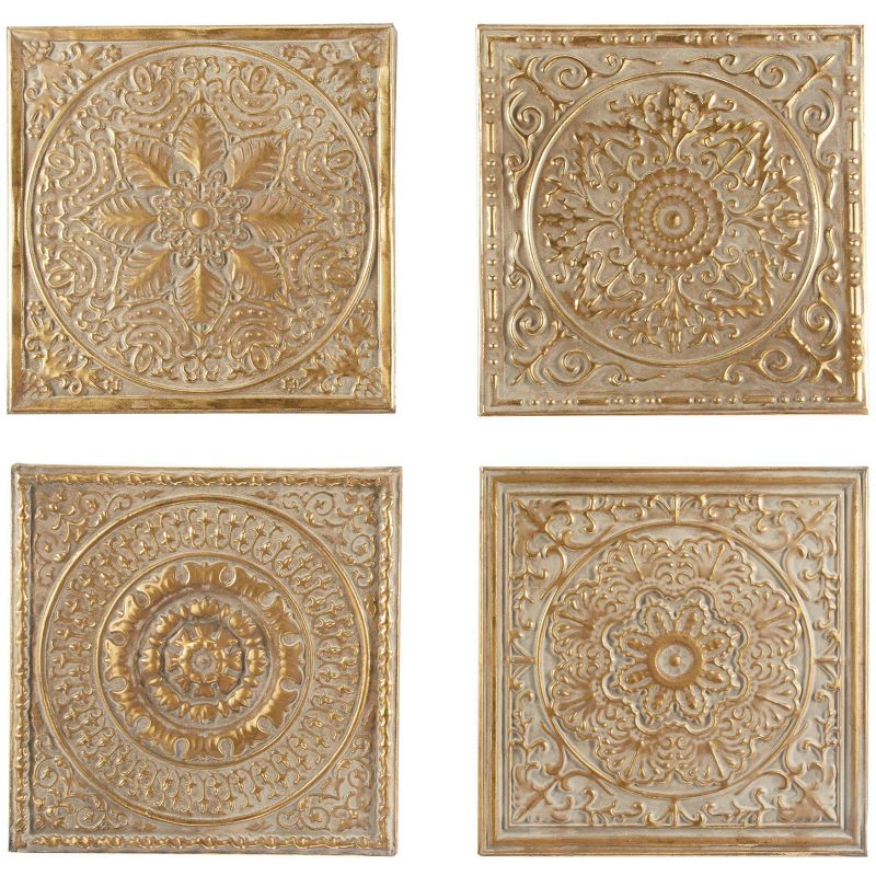 Set of 4 Metal Scroll Wall Decors with Embossed Details Gold - Olivia &#38; May, 4 of 11