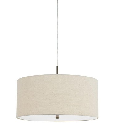 Cal Lighting 60W X 3 Addison Linen Drum Pendant, Silver (FX-3628-1P)