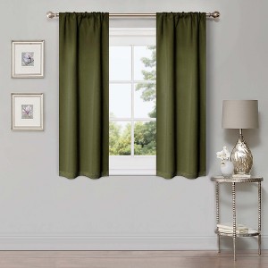 Classic Modern Solid Room Darkening Semi-Blackout Curtains, Rod Pocket, Set of 2 by Blue Nile Mills - 1 of 4
