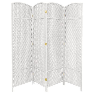 6 ft. Tall Diamond Weave Fiber Room Divider - White (4 Panels)