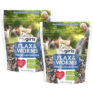 Love My Girls: Chicken Snacks - Flax & Worms - 2 Pack (5lb Bags) - 1 of 4