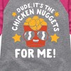 Girls' - Instant Message - Dude, Chicken Nuggets For Me Shirt Tail Raglan Graphic T-shirt - 2 of 4