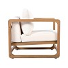 Outdoor Lounge Chair with White Cushions, Acacia Wood Club Chair with Oversized Seat, Patio Lounge Chair for Porch Balcony Deck-Coolbibila - 3 of 4