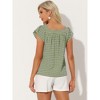 INSPIRE CHIC Women's Summer Square Neck Gingham Cap Sleeve Blouses - 3 of 4