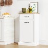 10 / 20 Gallon Single / DoubleTier Trash Cabinet, Tiltable - White Freestanding Trash Storage Cabinet, Suitable for Kitchen, Dining Room, Living Room - 2 of 4